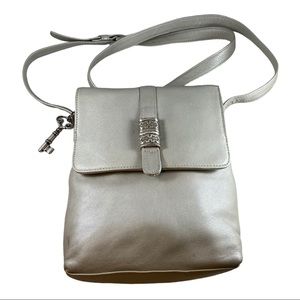 Vintage Fossil crossbody purse gray leather 75082